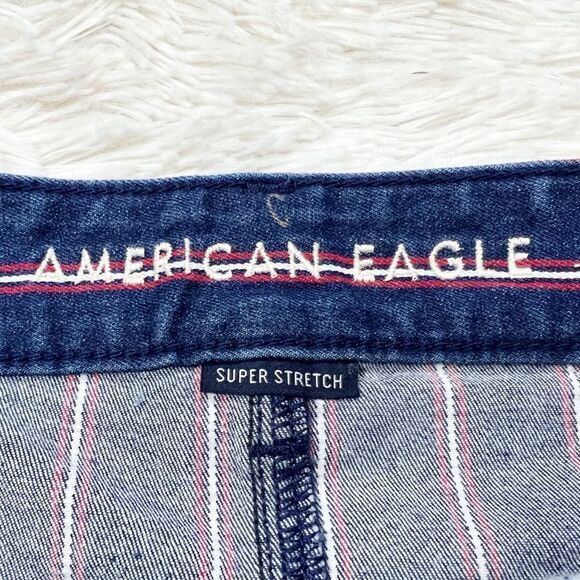 American Eagle Blue and Red Striped High Rise Mini Skirt Size 6 - Picture 8 of 9
